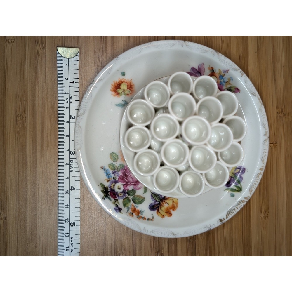 Vintage Prov Saxe E.S. Germany Porcelain Cigarette Holder & Ashtray Flowers Gold - Picture 8 of 9